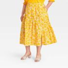 Women's Plus Size Ruffle Midi Skirt - Who What Wear Yellow Floral
