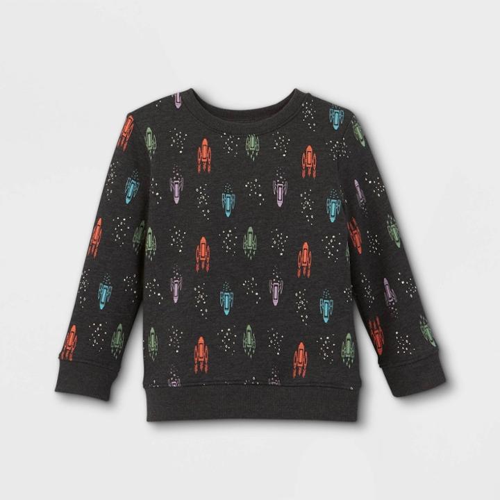 Toddler Boys' Fleece Crew Neck Pullover Sweatshirt - Cat & Jack Black
