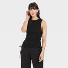 Women's Slim Fit Side-tie Ruched Top - A New Day Black