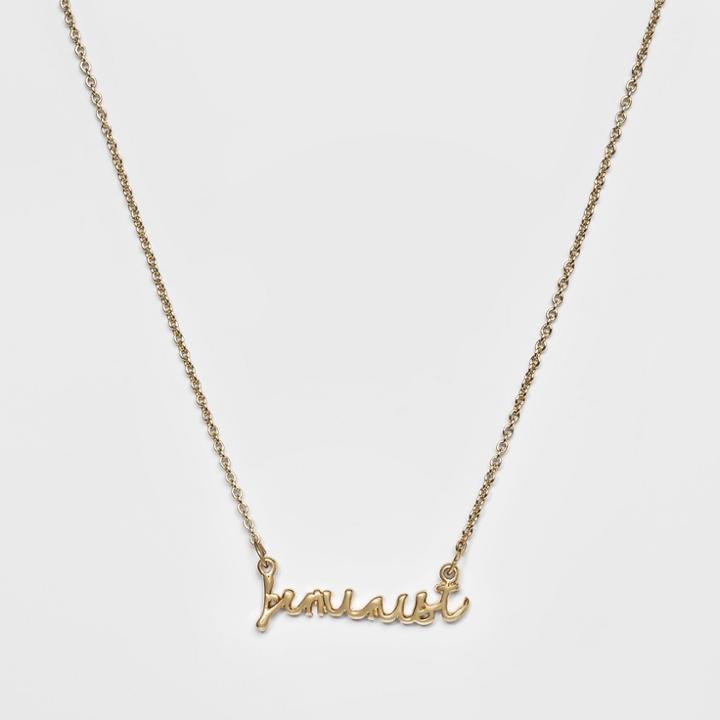 Pendant With Scripted Feminist Verbiage Necklace - Wild Fable Gold