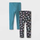 Toddler Girls' 2pk Adaptive Leggings - Cat & Jack Charcoal Gray/dusty Green