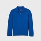 Oversizeboys' Long Sleeve Interlock Uniform Polo Shirt - Cat & Jack Blue