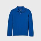 Oversizeboys' Long Sleeve Interlock Uniform Polo Shirt - Cat & Jack Blue