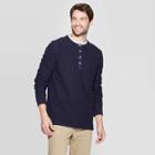 Men's Regular Fit Long Sleeve Textured Henley Shirt - Goodfellow & Co Federal Blue