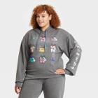 Women's Friends Plus Size Grid Holiday Hooded Graphic Sweatshirt - Gray