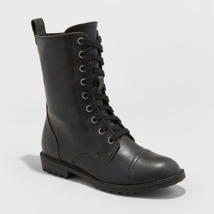 Target Women's Cassandra Wide Width Combat Boots - Universal Thread Black 6w,
