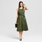 Women's Sleeveless Belted Midi Dress - Mossimo Olive (green)