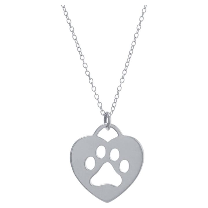 Target Women's Sterling Silver Heart With Paw Cutout Pendant