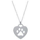 Target Women's Sterling Silver Heart With Paw Cutout Pendant