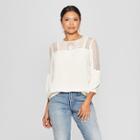 Women's 3/4 Sleeve Keyhole Back Blouse - Knox Rose Ivory