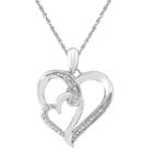 Target 0.030 Ct. T.w. Round White Diamond Prong And Channel Set Heart Pendant In Sterling Silver (ij-i2-i3), Women's