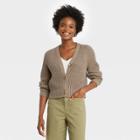 Women's Open Neck Button-front Cardigan - A New Day Brown