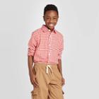 Boys' Long Sleeve Woven Button-down Shirt - Cat & Jack Red