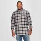 Men's Big & Tall Plaid Standard Fit Pocket Flannel Long Sleeve Collared Button-down Shirts - Goodfellow & Co Comet Gold