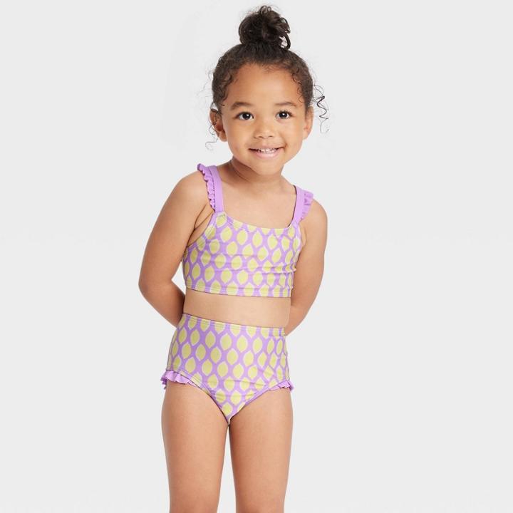 Baby Girls' 2pc Lemon Print Bikini Set - Cat & Jack Lemon Yellow