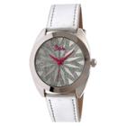 Women's Boum Etoile Glitter-inlaid Dial Leather Strap Watch-silver,