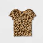 Toddler Girls' Ribbed Short Sleeve T-shirt - Art Class Tan