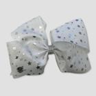 Girls' Jojo Siwa White With Silver Stars Bow Hairclip