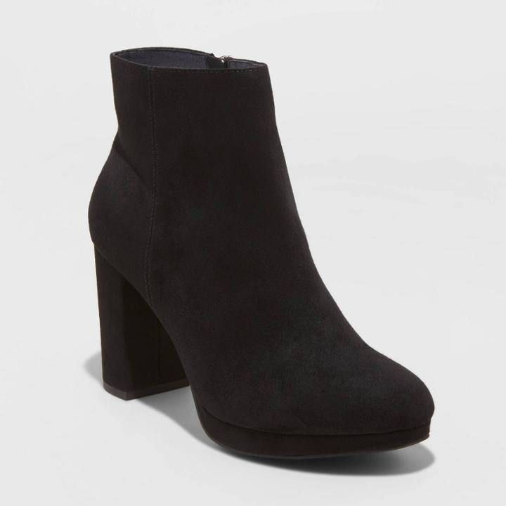Women's Daisy Microsuede Platform Bootie - A New Day Black