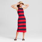 Women's Striped Sleeveless Midi Tank Dress - A New Day Navy/red M,