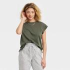 Women's Short Sleeve T-shirt - A New Day Olive Green