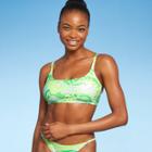 Juniors' Bralette Bikini Top - Xhilaration Green Abstract Print D/dd Cup