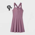 Girls' Rib-knit Schrunchy Strap Dress - Art Class Purple S, Girl's,