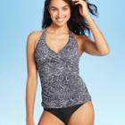 Women's Halter Top Tankini - Kona Sol Grey Floral Xs, Women's, Gray