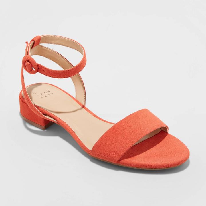 Women's Winona Microsuede Ankle Strap Sandals - A New Day Coral 5, Women's, Pink