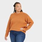 Women's Plus Size Crewneck Pullover Sweater - Ava & Viv Copper