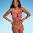 Juniors' Tunneled Tie-front Bralette Bikini Top - Xhilaration Mauve D/dd Cup, Pink