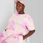 Women's Plus Size Short Sleeve T-shirt - Wild Fable Purple Tie-dye