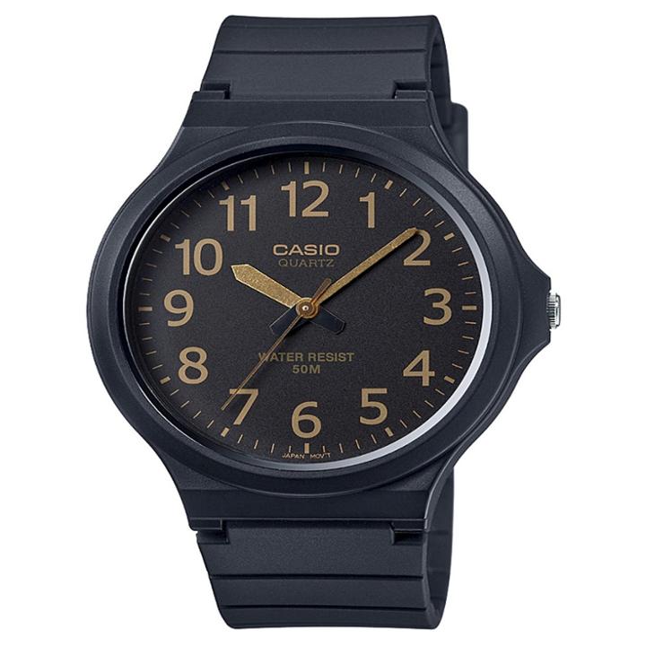 Casio Men's Super Easy Reader Watch, Black/gold Dial - Mw240-1b2v, Gold Black
