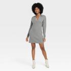 Women's Long Sleeve Polo Sweater Dress - A New Day Gray