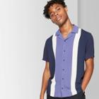 Petitemen's Striped Short Sleeve Colorblock Button-down Shirt - Original Use Purple Majesty L, Men's,
