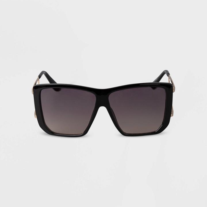 Women's Oversized Retro Aviator Sunglasses - A New Day Black