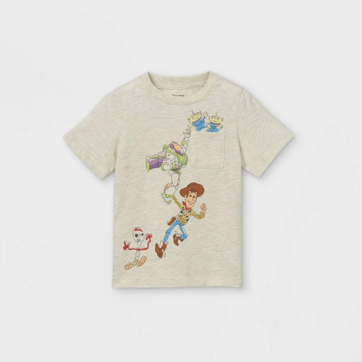 Disney Toddler Boys' Toy Story Short Sleeve Pocket T-shirt - Cream