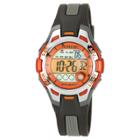 Women's Armitron Digital And Chronograph Sport Resin Strap Watch - Black With Orange Accents
