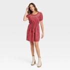 Women's Puff Short Sleeve Smocked Dress - Knox Rose Blush