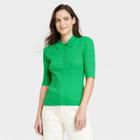 Women's Henley Neck Sweater - A New Day Green