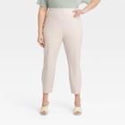 Women's Plus Size High-rise Slim Fit Ankle Pants - A New Day Cream Striped 26w, Ivory