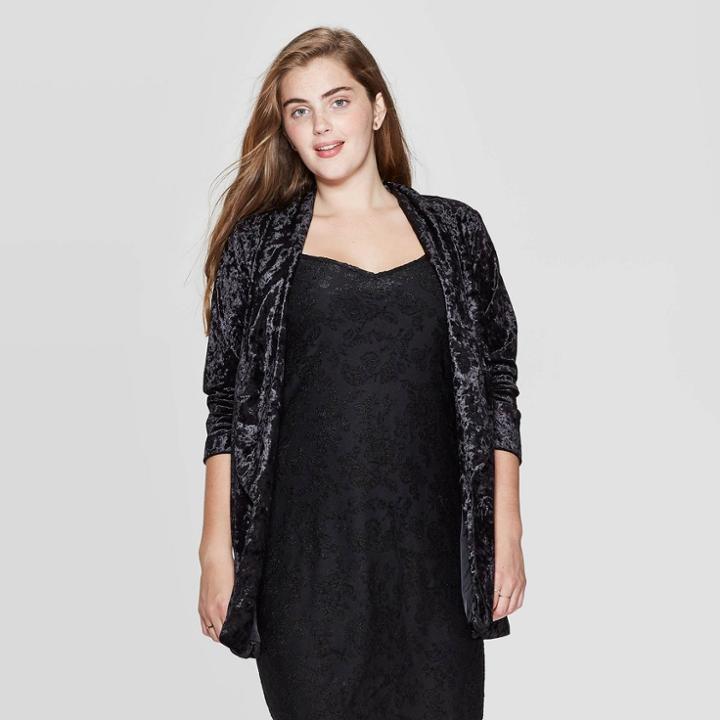 Women's Long Sleeve Velvet Blazer - Xhilaration Black S, Women's,