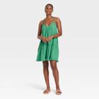 Women's Sleeveless Short Pintuck Dress - Universal Thread Green