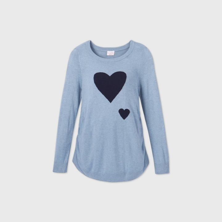 Maternity Printed Pullover Sweater - Isabel Maternity By Ingrid & Isabel Blue