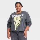Women's Plus Size Smileyworld Spooky Graphic Sweatshirt - Gray
