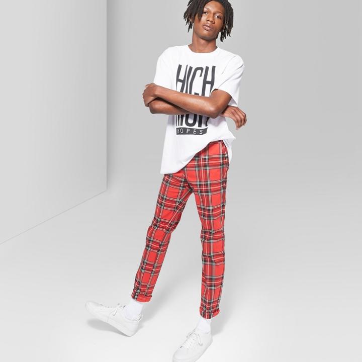 Men's Plaid Pants - Original Use Red