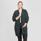 Women's Plus Size Chenille Cardigan - Ava & Viv Green