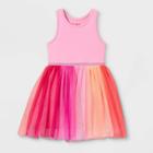 Toddler Girls' Rainbow Colorblock Tulle Tank Dress - Cat & Jack Pink