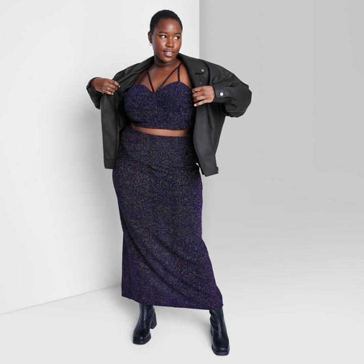 Women's Plus Size Midi Skirt - Wild Fable Black