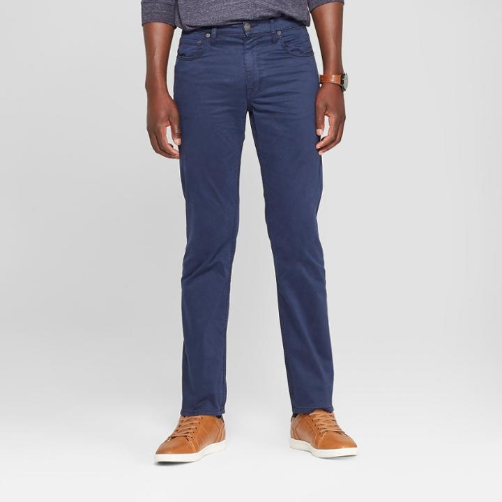 Men's Slim Straight Fit Twill Pants - Goodfellow & Co Navy